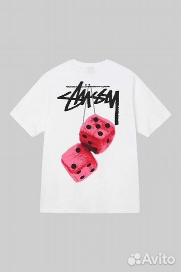 Stussy Fuzzy Dice Logo T-Shirt White футболка