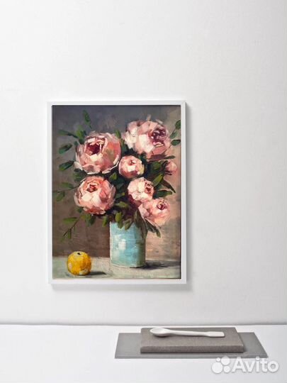 Картина маслом на холсте пионы