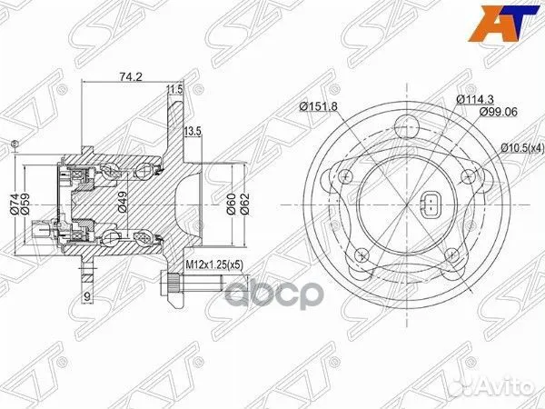 Ступичный узел задн./лев toyota windom MCV30/camry