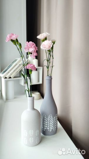 Декоративная бутылка ваза ручная работа