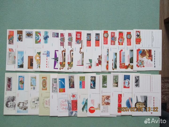 Комплект карточек с оригинальной маркой СССР