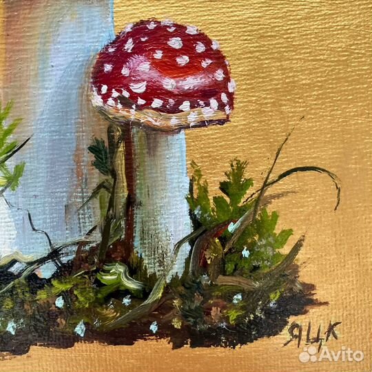 Картина маслом на холсте грибы