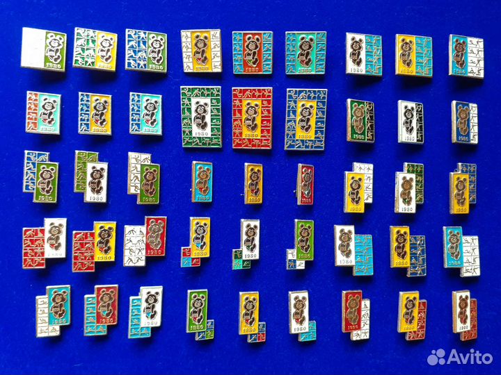 Полный набор значков Олимпиада 80. Мишка олимпийск