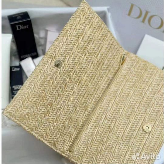 Косметичка соломенная клатч Christian Dior