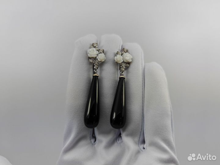 Золотые Серьги 585 пробы с бриллиантами. Рассрочка