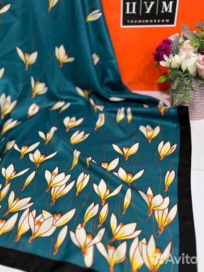 Шелковый платок шаль Valentino темно-бирюзовый