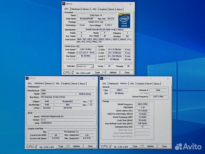 X99-H + Xeon 2640v4 (10/20) + 16gb