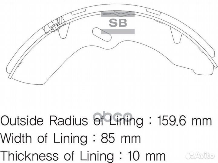 Колодка барабанная (1шт) hyundai HD65/HD72/HD78