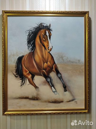 Картина маслом на холсте Скачущая лошадь
