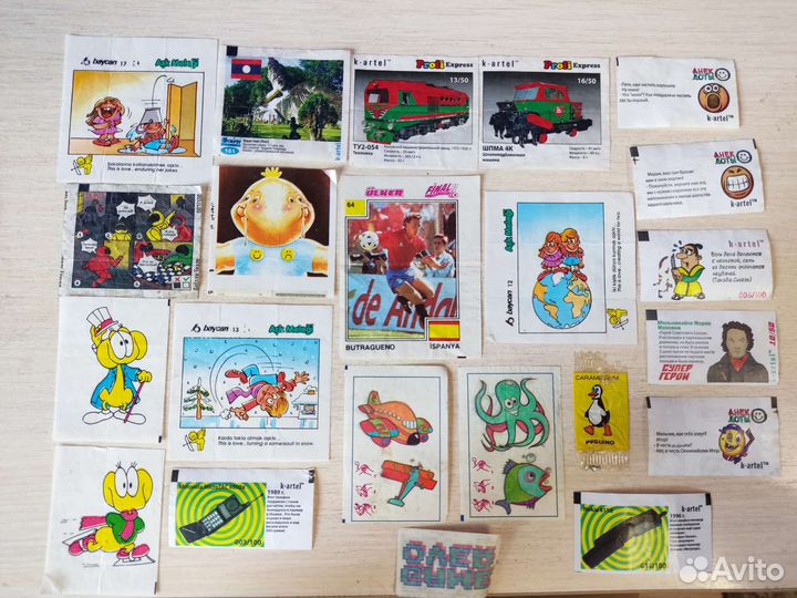 Вкладыши от жвачек, этикетки