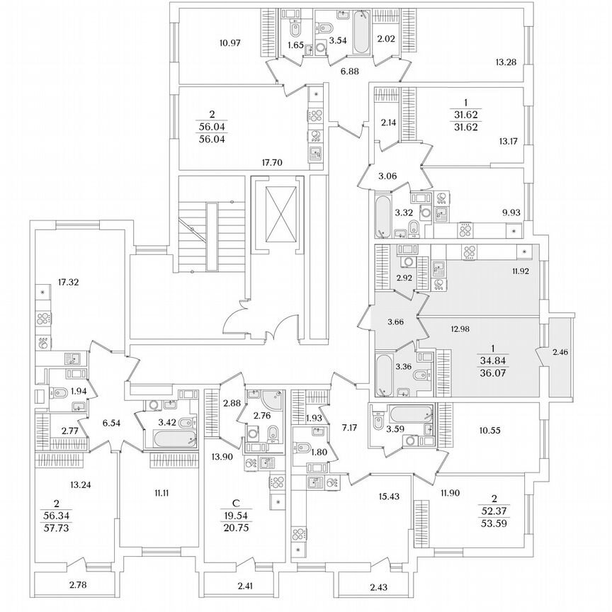 1-к. квартира, 36,1 м², 3/9 эт.