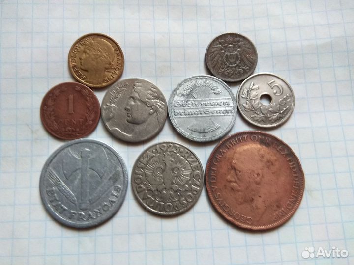 Набор старинных монет зарубежных стран