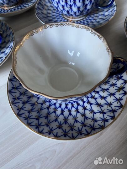 Набор чайных пар кобальтовая сетка лфз