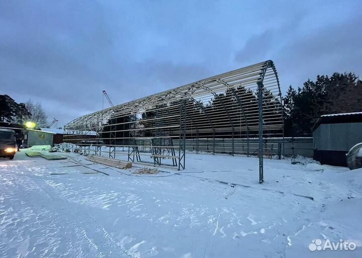 Каркас прямостенного ангара под склад, сто, цех