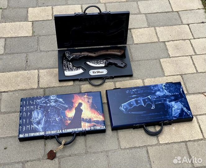 Набор в деревянном кейсе топор + нож