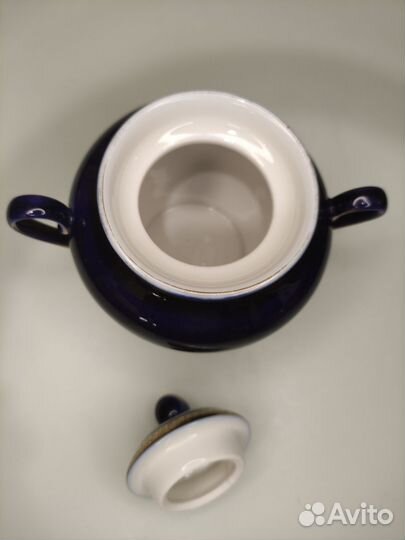 Сахарница лфз СССР кобальт Золотая лента фарфор