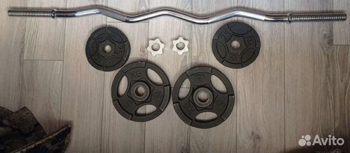 Гриф EZ - образный с блинами