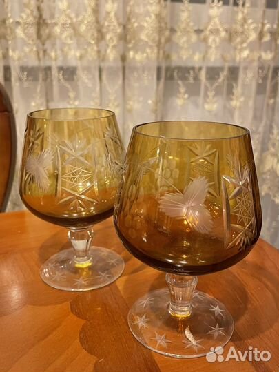 Бокалы фужеры Германия цветной хрусталь винтаж