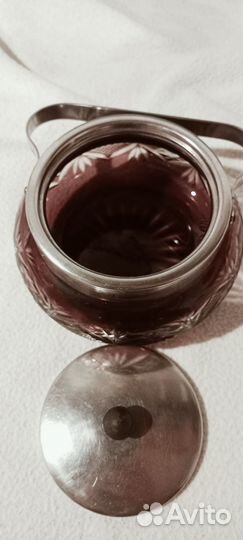 Сахарница цветное стекло СССР