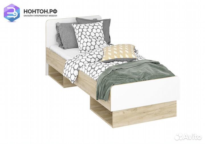 Кровать Мирра дуб крафт серый / белый