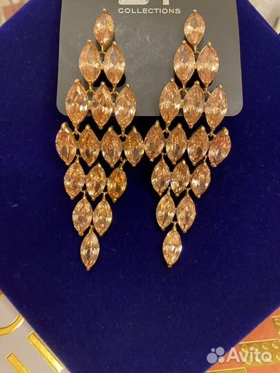 Серьги вечерние кристаллы Swarovski