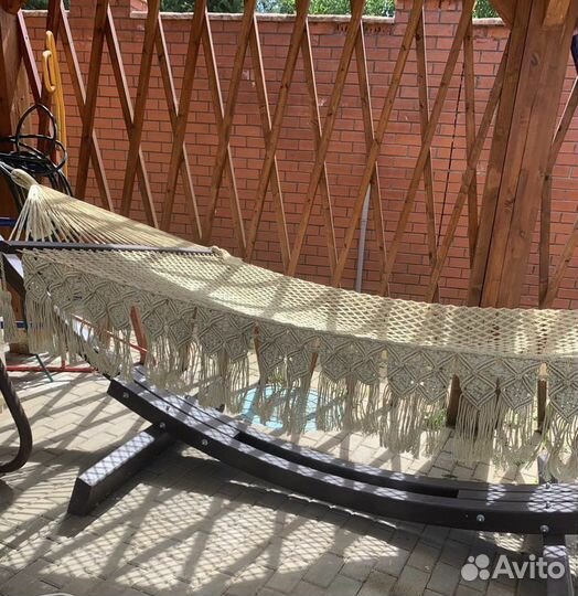 Гамак качели на подставке из бруса