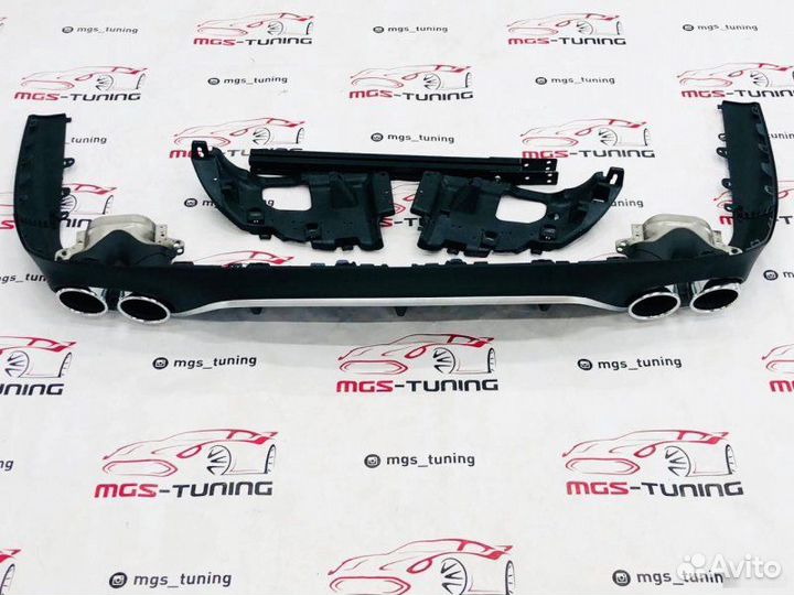 Диффузор + Black насадки w205 C43 AMG стиль 2019+