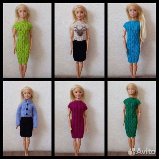 Вязаная одежда для куклы Барби туника