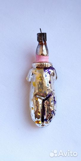 Клоун с дудочкой елочная игрушка 50-х годов