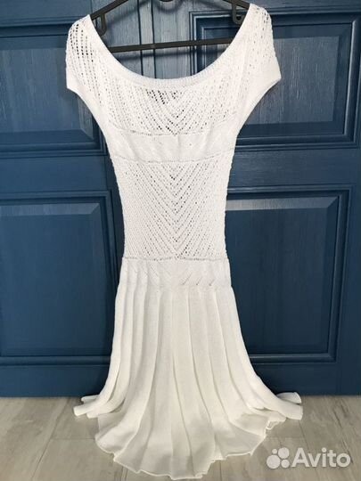 Вязаное летнее платье туника на пляж