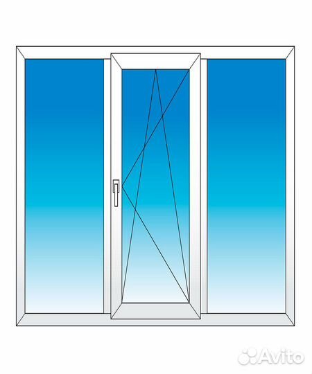 Окно пвх 3х камерное 2100х1400 одностворчатое