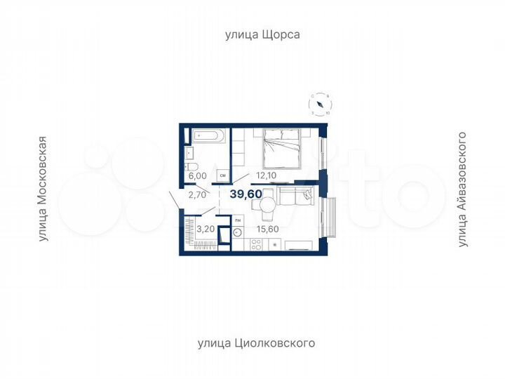 1-к. квартира, 39,6 м², 30/33 эт.