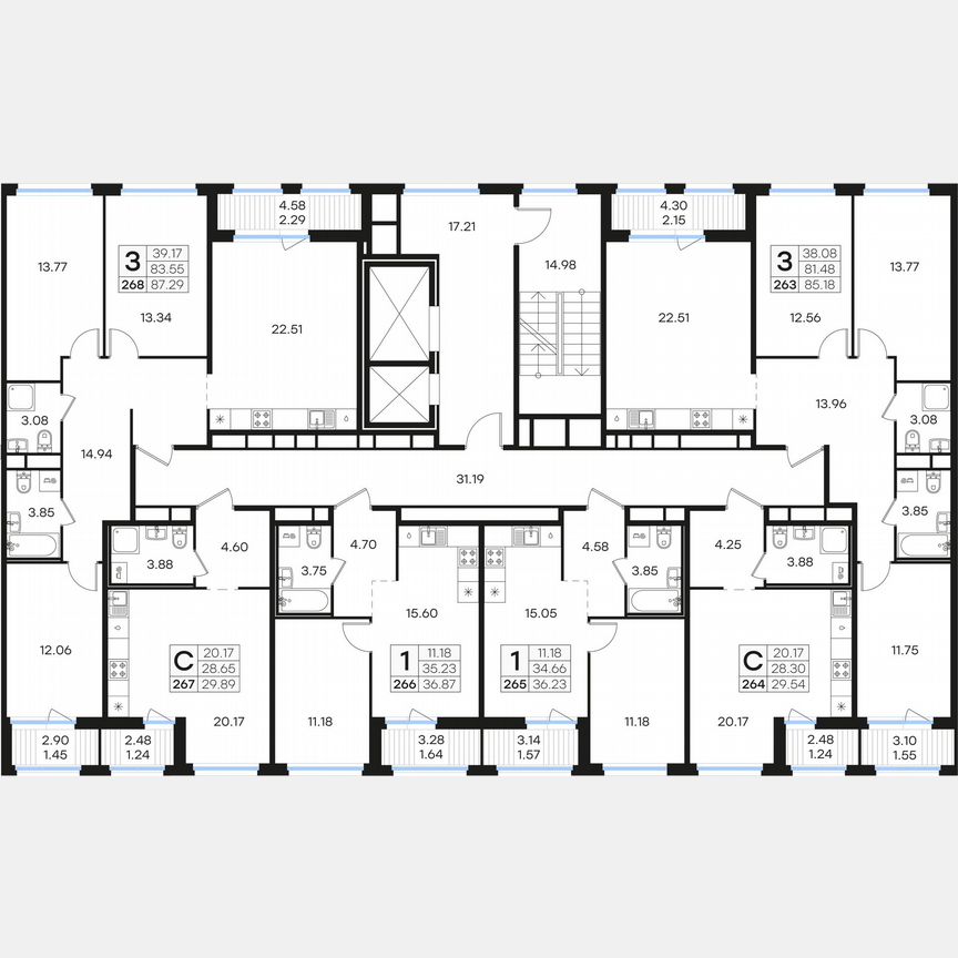 3-к. квартира, 87,3 м², 6/15 эт.
