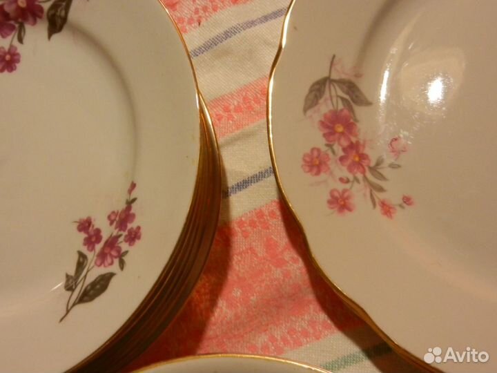 Сервиз столовый позолота руч роспись СССР 21 предм