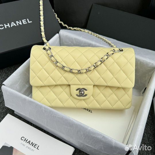 Сумка chanel classic flap 2.55 жёлтая