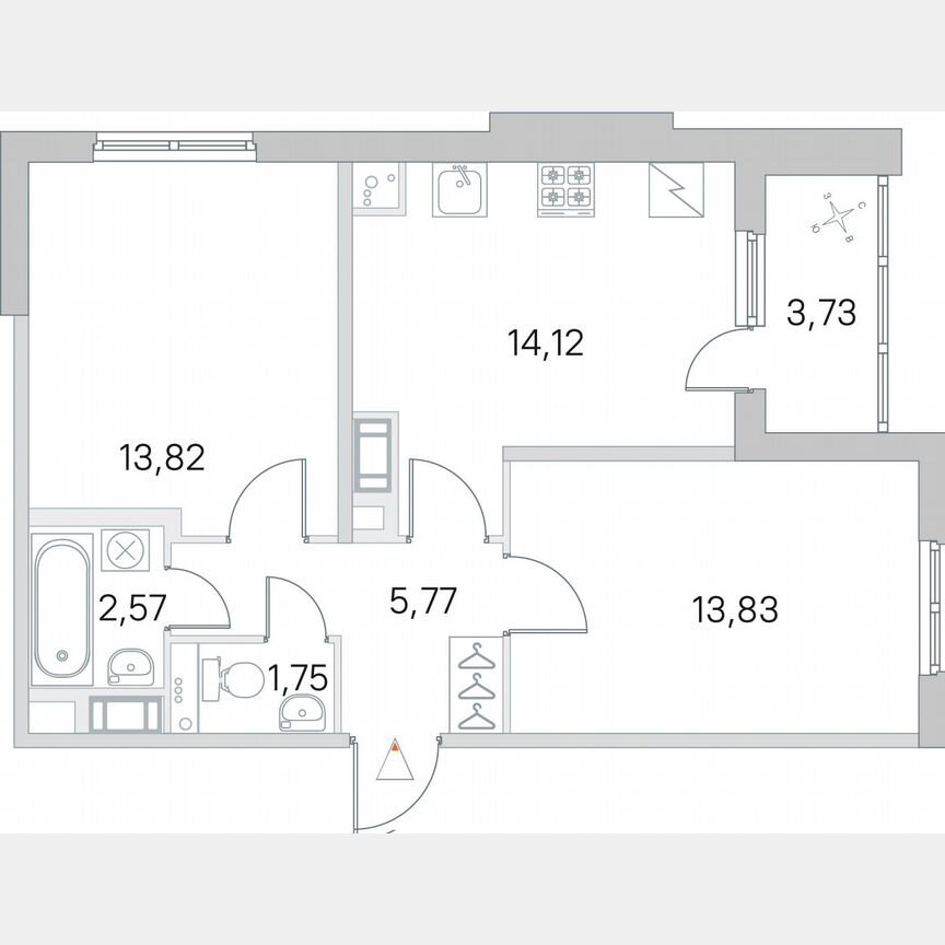 2-к. квартира, 53,7 м², 4/5 эт.