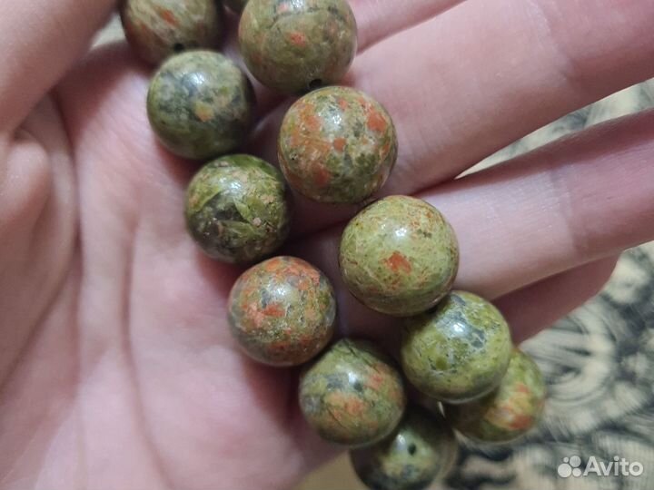 Браслет из натурального унакита, юар, 15 мм