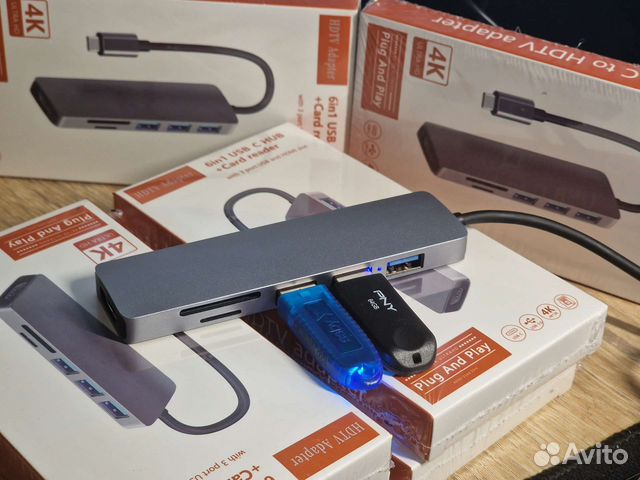 Usb type c хаб(док станция) 6 в 1 набор портов usb