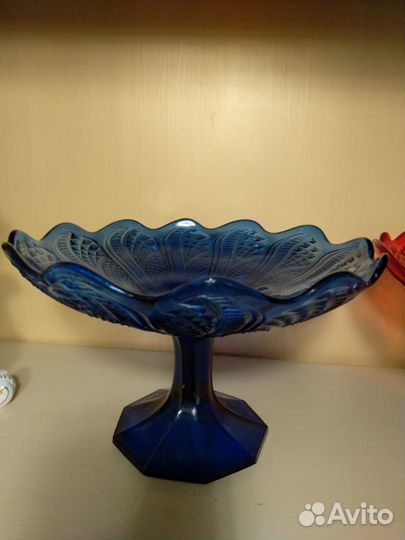 Ваза, конфетницы на ножках, цветное стекло, СССР