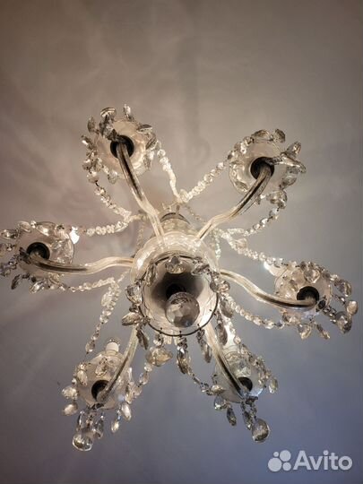 Люстра хрустальная потолочная Чехословакия