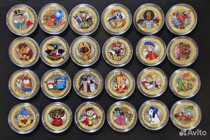 Набор 24 монеты Мультипликация Мультики Мультфильм