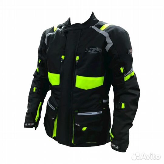 Мотокуртка hizer AT-2205 черно-салатовая
