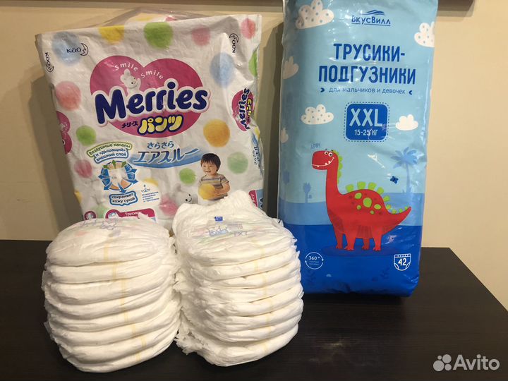 Подгузники трусики lovular xxl + merries L