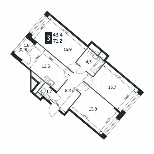 3-к. квартира, 71 м², 10/17 эт.