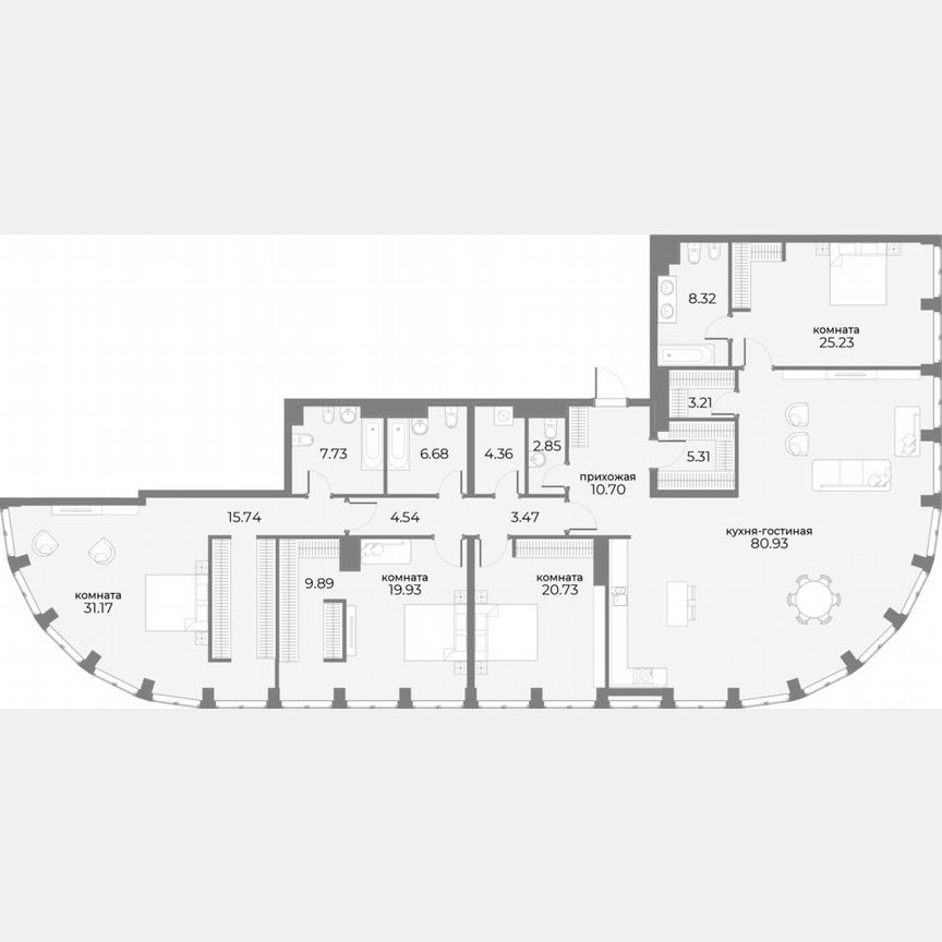 4-к. апартаменты, 266,8 м², 19/20 эт.