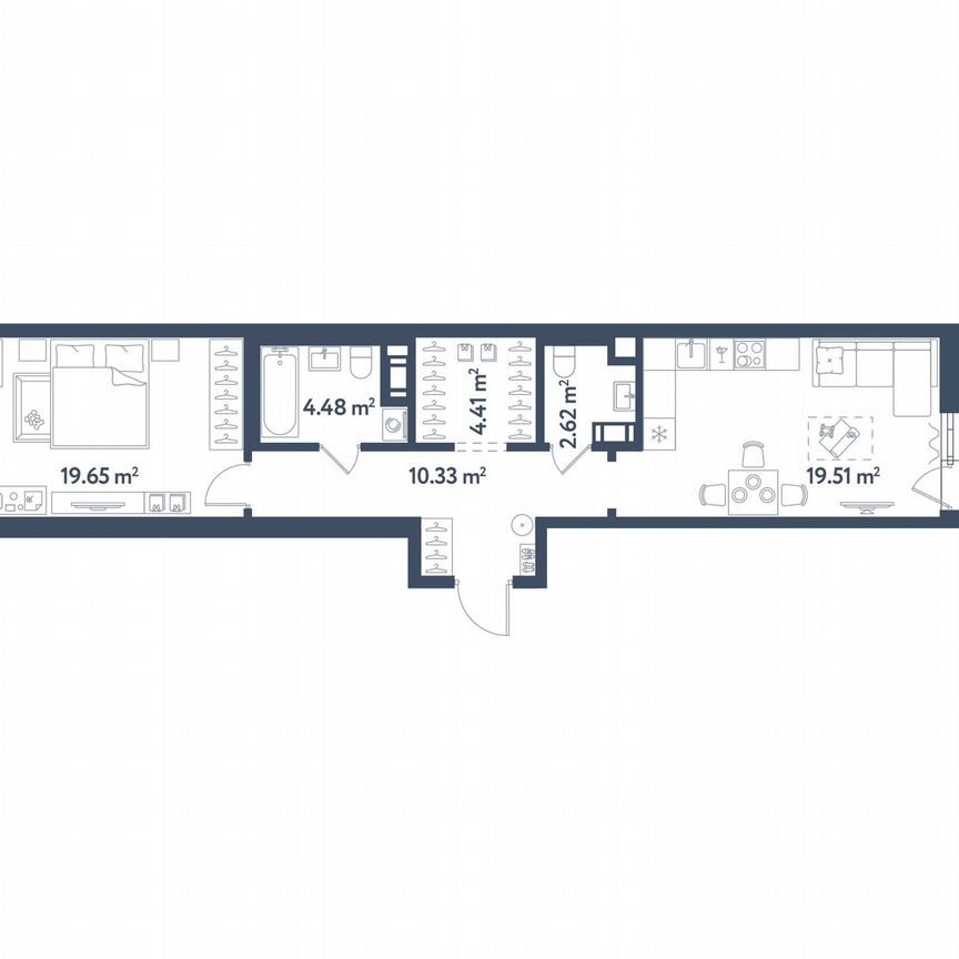 1-к. квартира, 62,9 м², 11/11 эт.