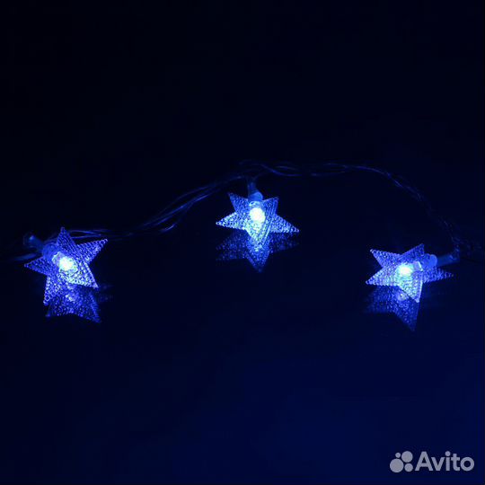 Гирлянда звёзды 40 свд, 5 метров, синяя, малина, ж