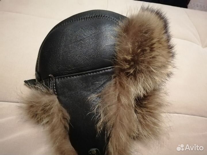 Шапка ушанка для мальчика Xl енот кожа