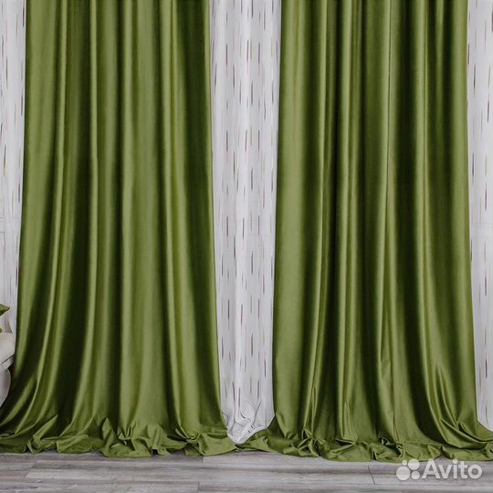 Шторы бархат Беллиссимо Оливковый