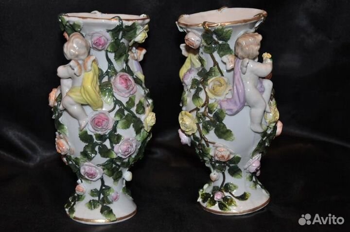 Фарфор,германия,sitzendorf,пара ваз